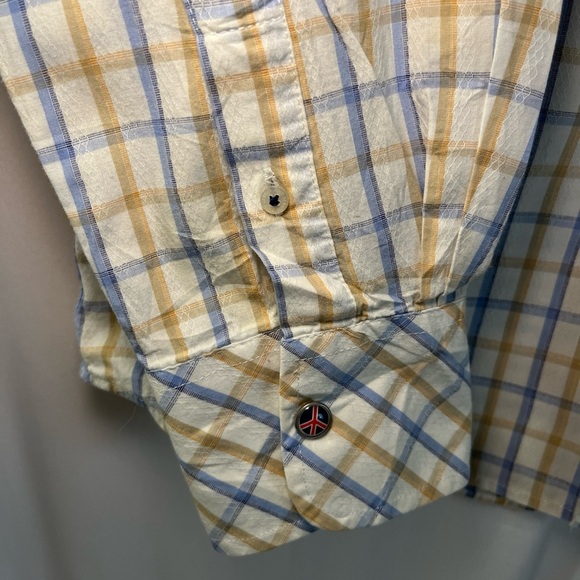 English Laundry John Lennon Button Down Shirt L 100% Cotton Blue Yellow Imagine - Picture 10 of 16